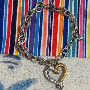 Brighton Legacy Heart Bracelet Two-tone Crystal Silver Plated with Cloth Bag